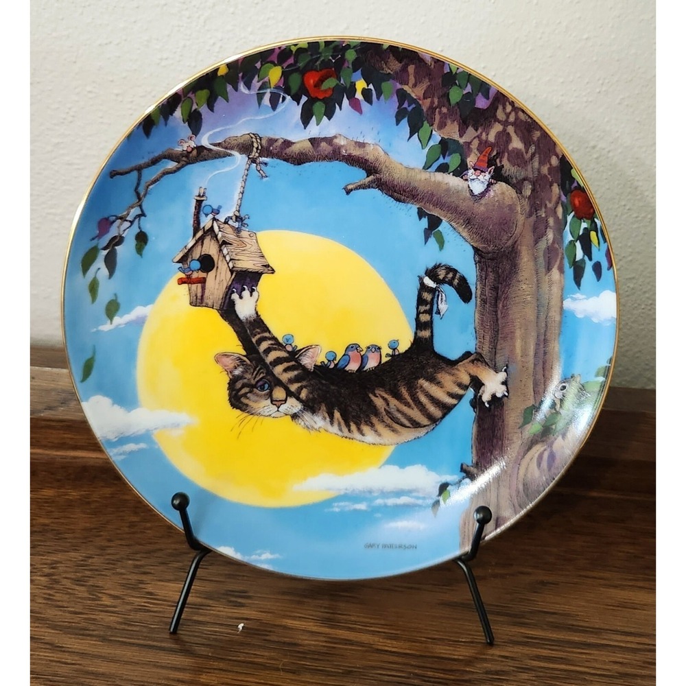 Display Plate By Gary Patterson Comical Cats Danbury Mint ‎ "The Hang Out" 1995